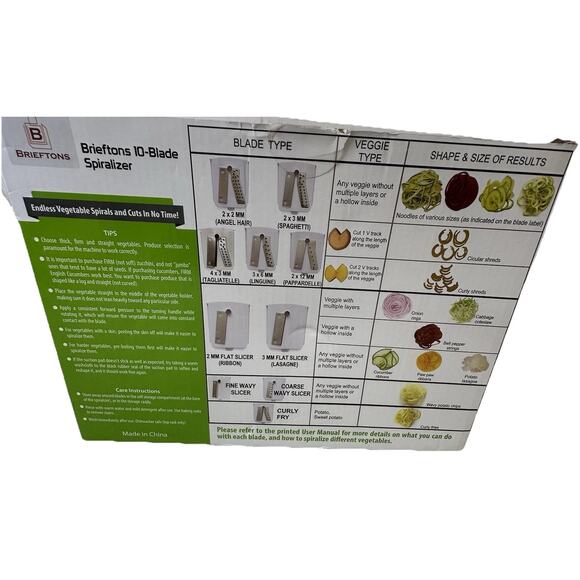 10-Blade Vegetable Spiralizer: Strongest-Heaviest Duty Spiral Slicer Brieftons - Picture 4 of 13